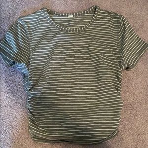 Grey & White Striped Lululemon Cinched crop tee